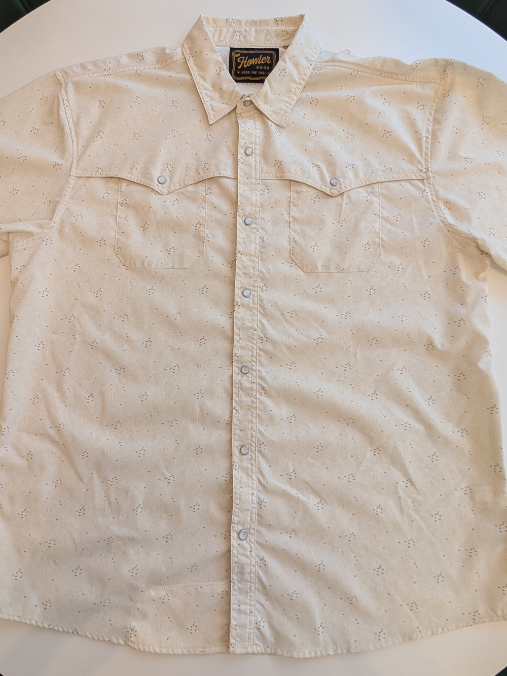 Howler Brothers XL Beige Western Pearl Snap Button-Down Shirt